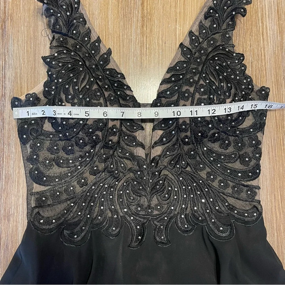 Sheer Embellished Lace Dark Fairy Whimsical Mini Black Formal Dress Sz 9 - Picture 7 of 9
